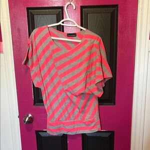 Pink and Gray Boxy Blouse Relaxed Fit